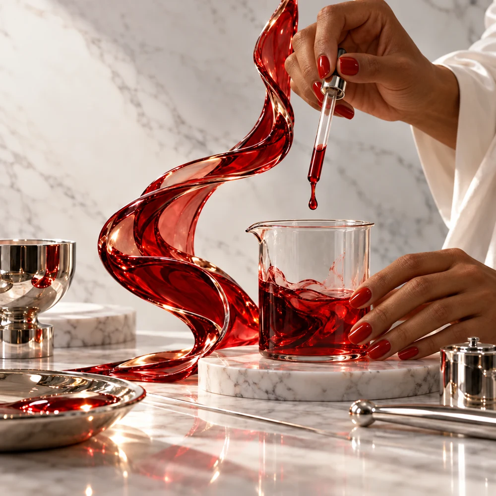 Hands using a pipette to create a personal fragrance