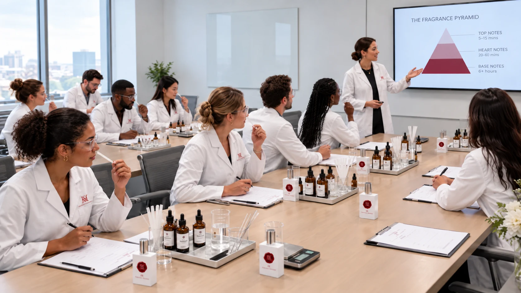 Illustration of a corporate fragrance workshop